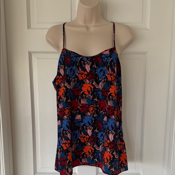 J.Crew Floral Spaghetti Strap Racerback Cami Top Size 8 - Picture 3 of 8